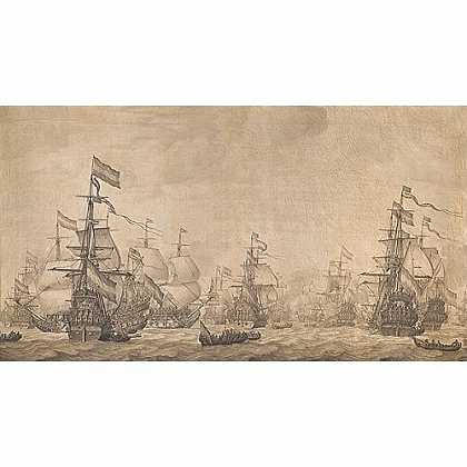 《启航的荷兰舰队》范德维德1672版创作绘画赏析