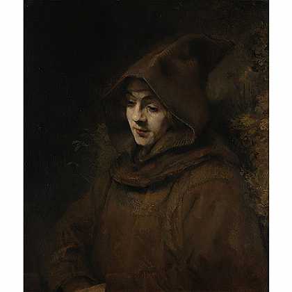 《穿修士服的艺术家儿子》林布兰特1660版创作绘画赏析