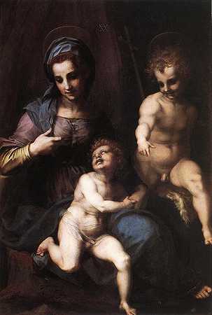 《圣母子与年轻的约翰》宗教油画赏析