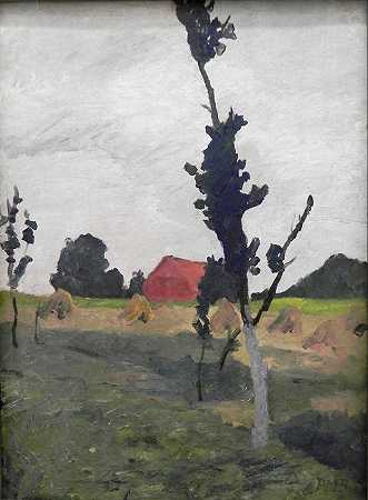 《沃普斯威德的风景与红房子》油画风景作品赏析