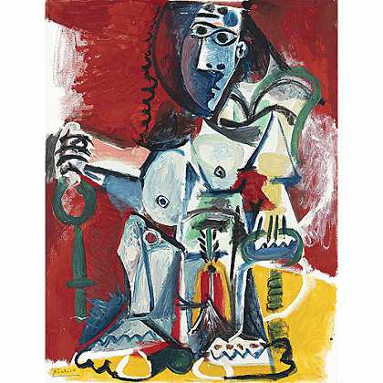 《坐在扶手椅上的裸女》毕加索1965版创作绘画赏析