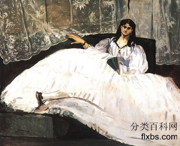 《斜倚着的波德莱尔的情妇珍妮杜瓦尔(带扇子的女士)》肖像绘画作品赏析