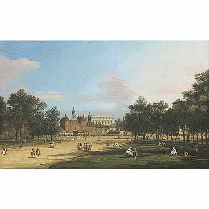 《圣詹姆斯公园看伦敦白厅》卡纳莱托1759版创作绘画赏析