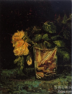 《玻璃瓶中的玫瑰》梵高油画作品赏析