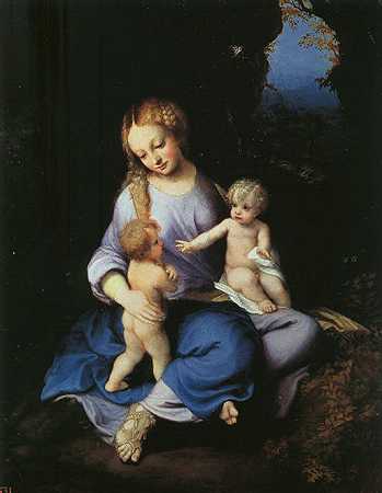 《圣母子与年轻的圣约翰》宗教油画赏析