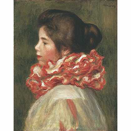 《红色领子的女孩》雷诺阿1896版创作绘画赏析