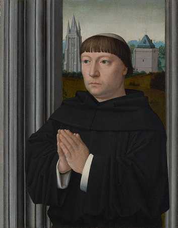 《一个在祈祷的奥古斯丁修道士》人物画,宗教油画赏析