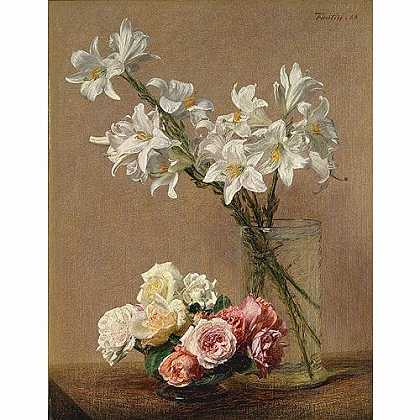 《玫瑰和百合》方汀1889版创作绘画赏析