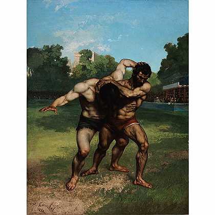 《摔跤运动员》高尔培1853版创作绘画赏析