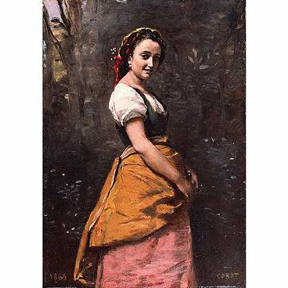 《林中的年轻女子》柯罗1865版创作绘画赏析