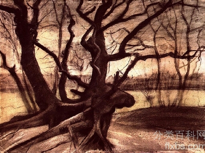 《树的习作》梵高油画作品赏析