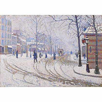 《巴黎克里奇大道雪景》席涅克1886版创作绘画赏析
