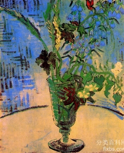 《静物：玻璃瓶与野花》梵高油画作品赏析