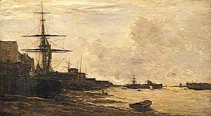 《埃里思的泰晤士河》码头绘画赏析