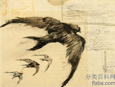 《四只雨燕的风景速写》梵高油画作品赏析
