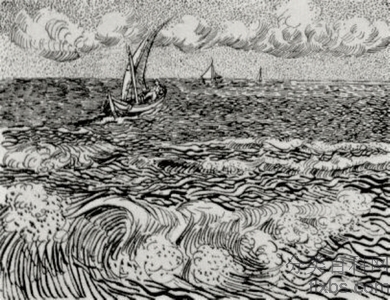 《海上的一艘渔船》梵高油画作品赏析