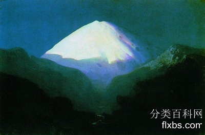 《厄尔布鲁士山的月夜》油画风景作品赏析