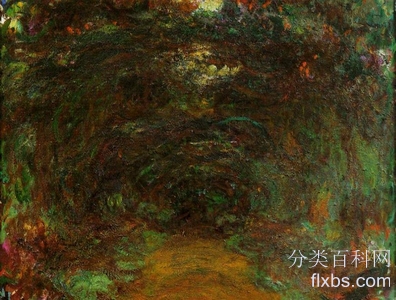 《吉维尼的玫瑰棚下的小路》油画风景作品赏析