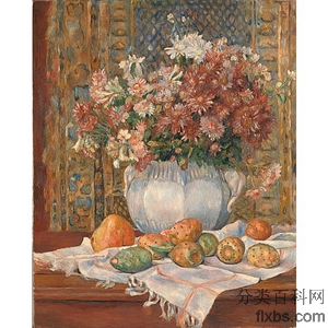 《花与刺梨的静物》雷诺阿1885版创作绘画赏析