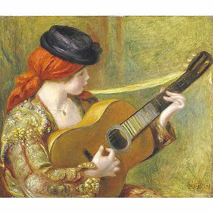 《年轻的西班牙女郎与吉他》雷诺阿1898版创作绘画赏析