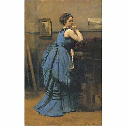 《蓝衣夫人》柯罗1874版创作绘画赏析