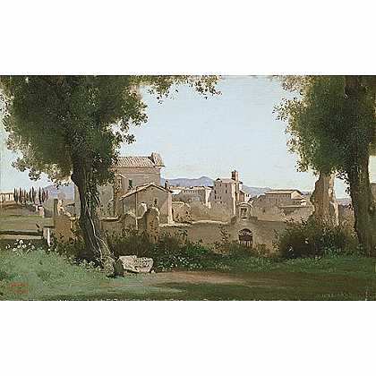 《罗马·法荷内斯花园景色》柯罗1826版创作绘画赏析