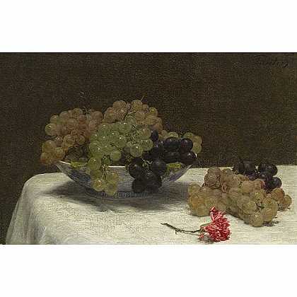 《葡萄和康乃馨的静物》方汀1880版创作绘画赏析