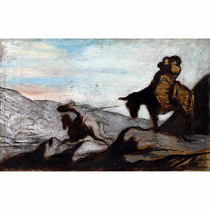《唐吉诃德与珊朝潘札》杜米尔1855版创作绘画赏析