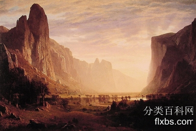 《俯视加州的优胜美地山谷》油画风景作品赏析