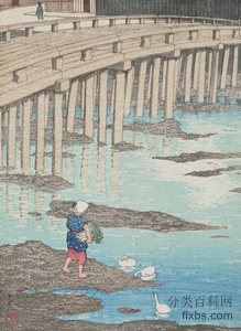 《祗园桥（天草Honwatari 祗园-巴士），来自系列精选风景（深白色 千秋）》油画风景作品赏析