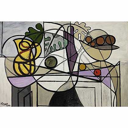 《水壶和水果盘》毕加索1931版创作绘画赏析