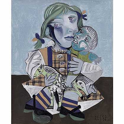 《玛雅与玩偶和马》毕加索1938版创作绘画赏析