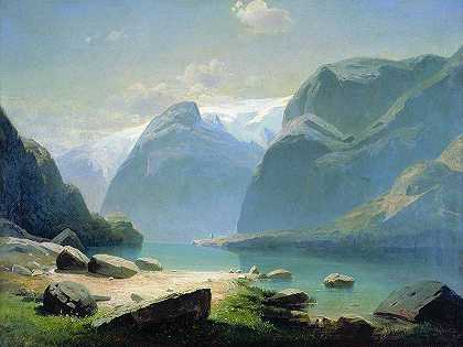 《瑞士山区的湖泊》油画风景作品赏析