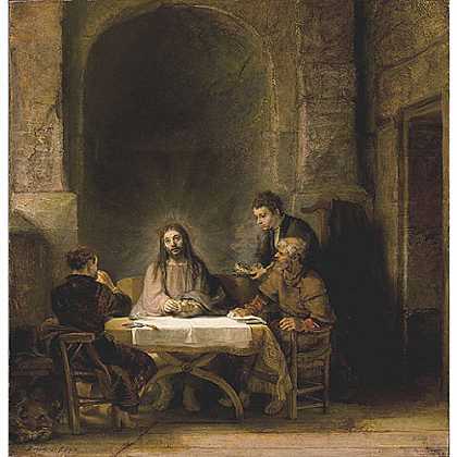 《以马杵斯的晚餐》林布兰特1648版创作绘画赏析