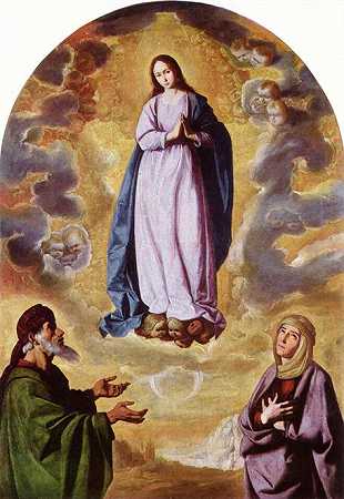 《圣母无染原罪图和圣约阿希姆和圣安妮》宗教油画赏析