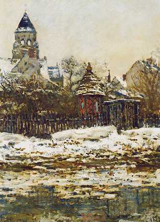 《维特尼，冬天的教堂》城市景观绘画赏析