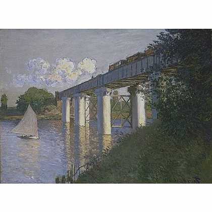 《亚嘉杜的铁道桥》莫奈1874版创作绘画赏析