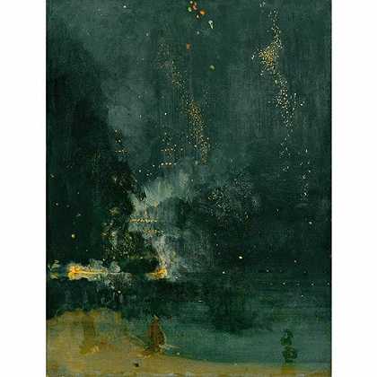 《黑色和金色的夜曲：降落的烟火》惠斯特1875版创作绘画赏析