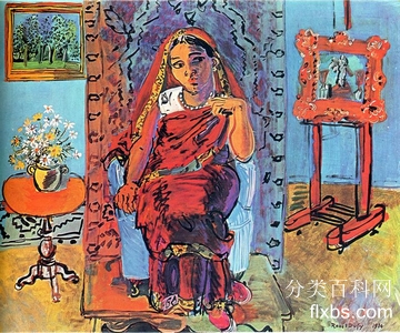 《室内的印度妇女》肖像绘画作品赏析