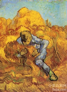 《捆麦子的人（仿米勒）》梵高油画作品赏析