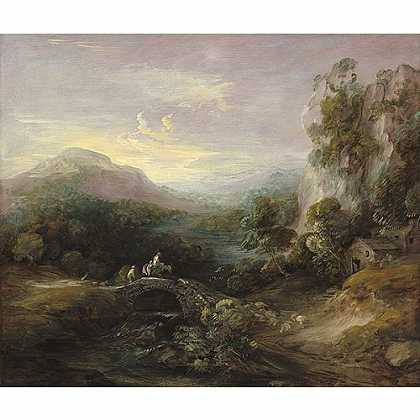 《有桥的山景》根兹巴罗1783年创作绘画赏析