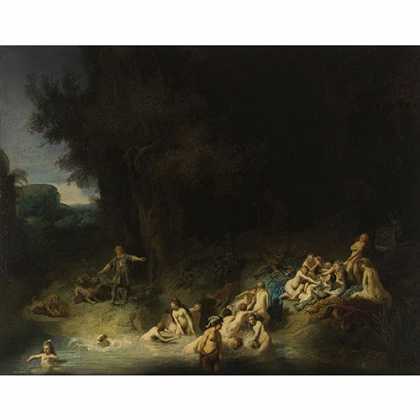 《沐浴的女神黛安娜与阿克泰翁》林布兰特1634年创作绘画赏析