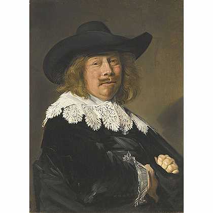 《戴宽边帽的绅士肖像》哈尔斯1650年创作绘画赏析
