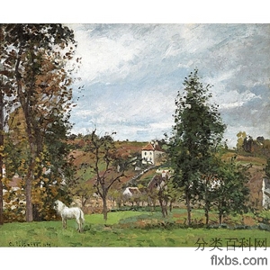 《彭退斯草地上的白马》毕莎罗1872年创作绘画赏析