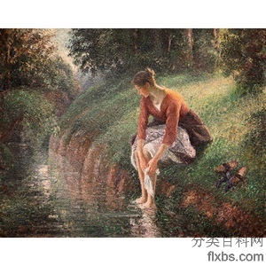 《溪旁洗脚的女子》毕莎罗1895年创作绘画赏析