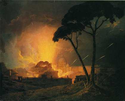 《一年一度的吉兰多拉，在罗马圣安吉洛城堡》风景油画赏析