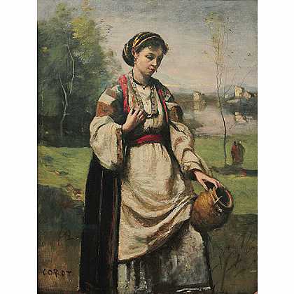 《喷泉旁的吉普赛女郎》柯罗1865年创作绘画赏析