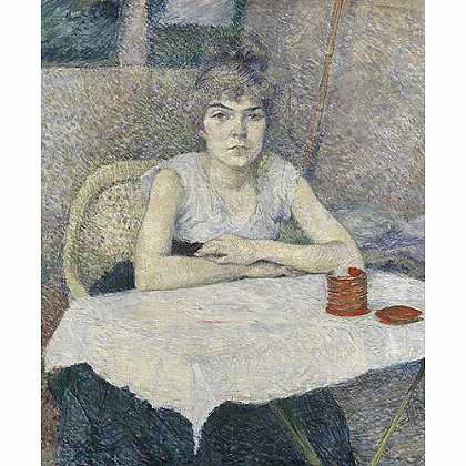 《坐在桌前的年轻妇女》罗德列克1887年创作绘画赏析