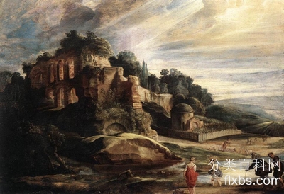 《罗马帕拉丁山的废墟景观》风景油画赏析