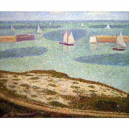 《贝桑港的前港入口》秀拉1888年创作绘画赏析